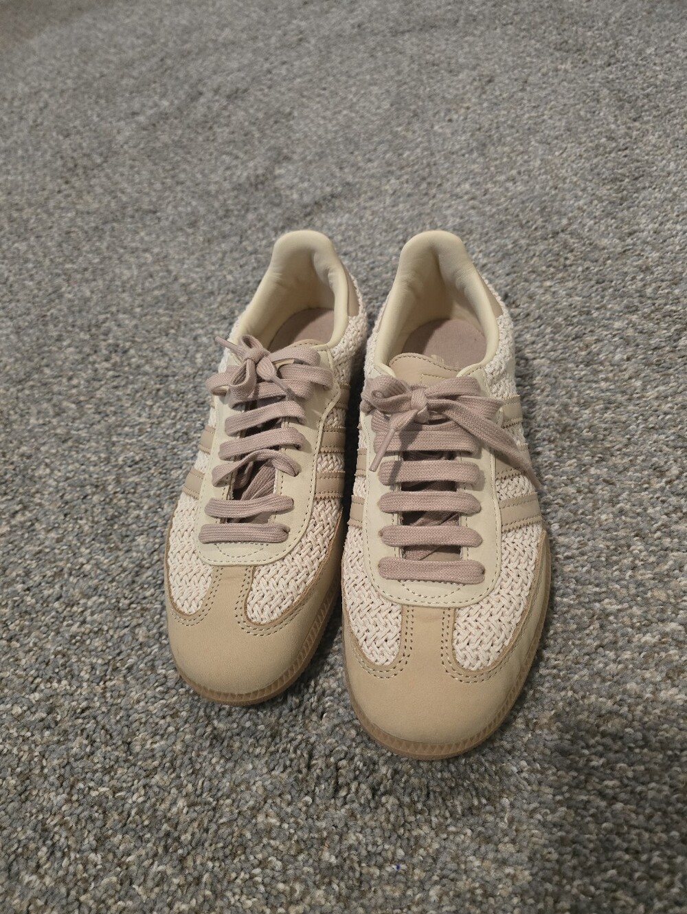 Adidas Women’s Beige Knit Lace-Up Sneakers - Picture 4 of 4